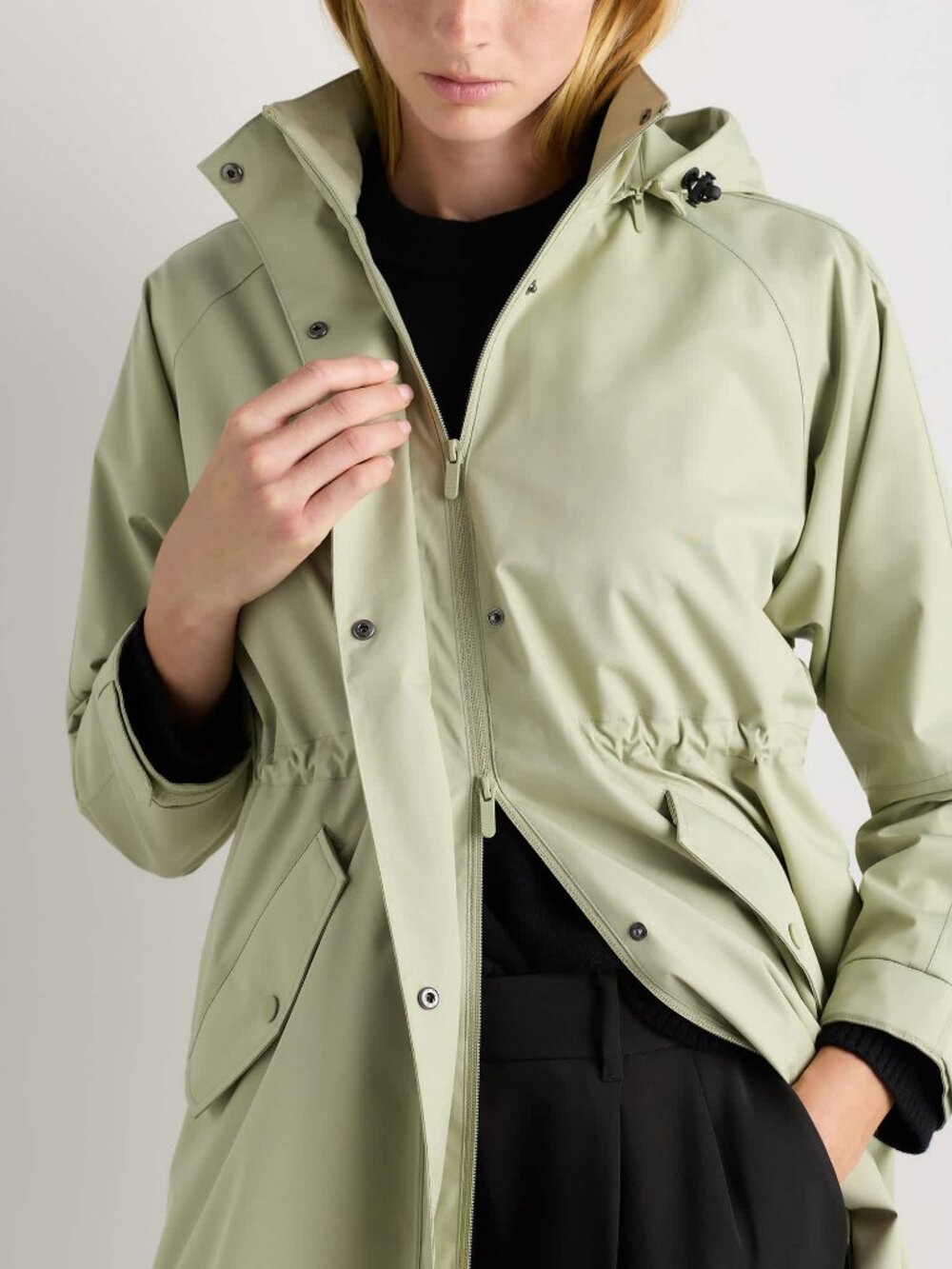 Weather Proof Rain Trench Coat in Tea Green